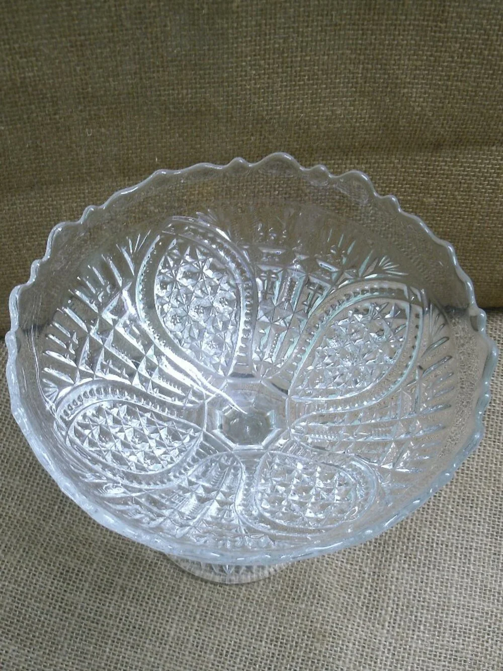 EAPG Fortuna New Martinsville Glass Tall Compote Fruit Bowl
